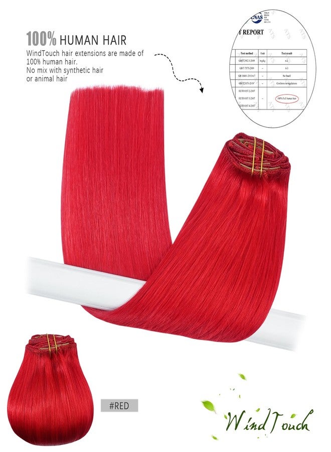 WindTouch Clip in Hair Extensions Real Human Hair Bright Red Hair Extensions 75g 12Inch Clip Ins 7PCS Soft Clip in Extensions Human Hair - Image 5